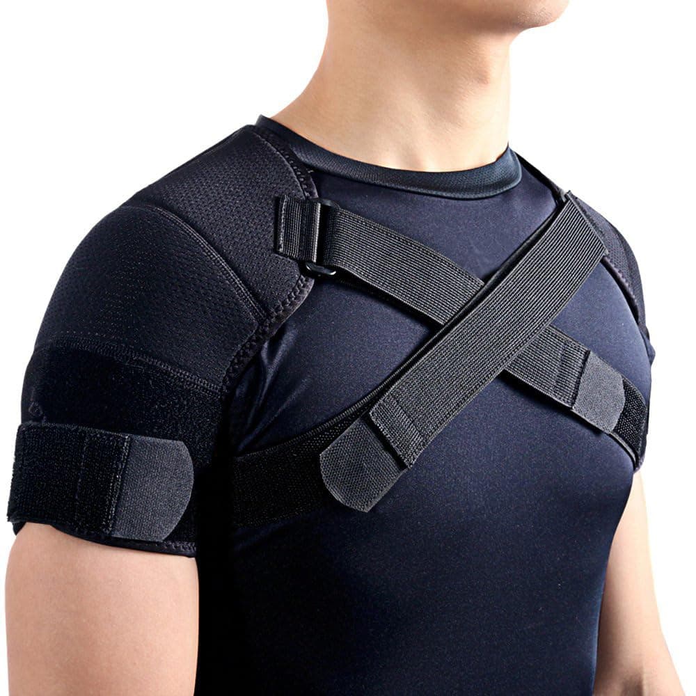 Kuangmi Double Shoulder Support Brace Strap Wrap Neoprene Protector,S