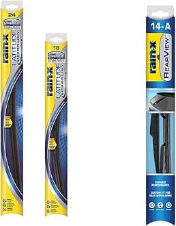 Rain-X 810164 Latitude 2-in-1 Water Repellent Wiper Blades, 24" and 18" Windshield Wipers and Rain-X 850026 Rearview 14-A Rear Wiper Blade, 14" (Pack of 3) - Replacement Windshield Wiper Blades