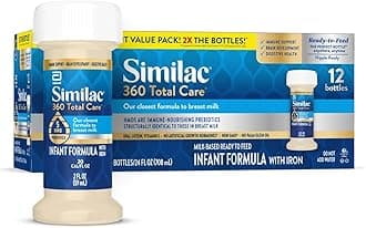 Similac 360 Total Care Infant Formula, Has 5 HMO Prebiotics, Our Closest Prebiotic Blend to Breast Milk, Non-GMO,‡ Baby Formula, Ready to Feed, 2-fl-oz Bottle, Pack of 12