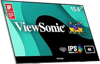 ViewSonic VX1655-4K 15.6 Inch 4K UHD Portable LED IPS Monitor with 2 Way Powered 60W USB C, Mini HDMI, Dual Speakers, and Built-in Stand with Tripod Mount
