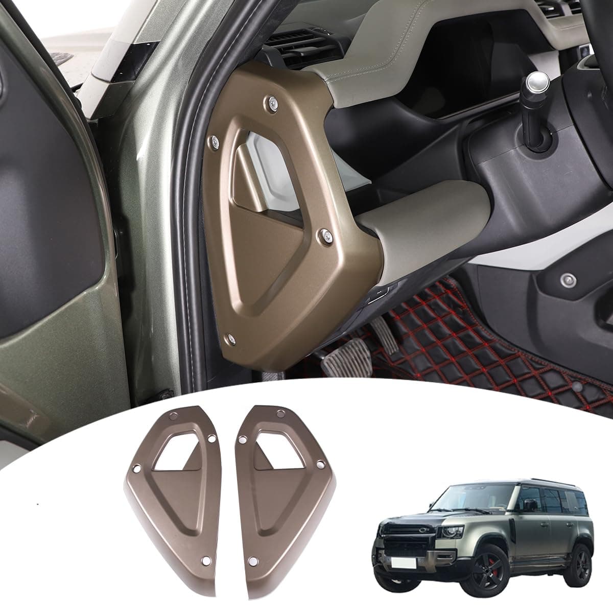Car Central Control Both Sides Decorative Strips Sticker for Land Rover Defender 2020-2025 90 110 130 Interior Accessories (Brown)