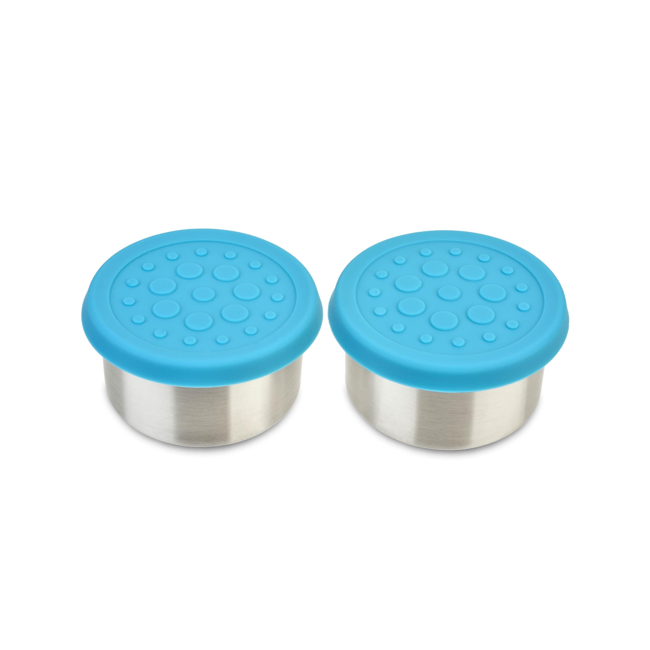 4.5 oz Leak Proof Snack and Side Dish Containers - Spill Proof in Bags and Bento Boxes - Food-Grade Stainless Steel With Silicone Lids - Set of 2 (Aqua)
