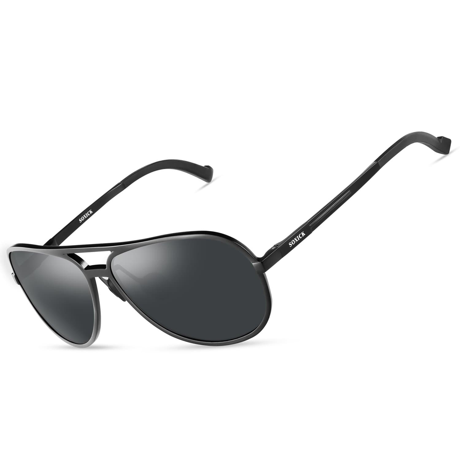 Polarized Sunglasses For Men Driving - Lightweight Adjustable Rectangular Sun Glasses (M688-Black)