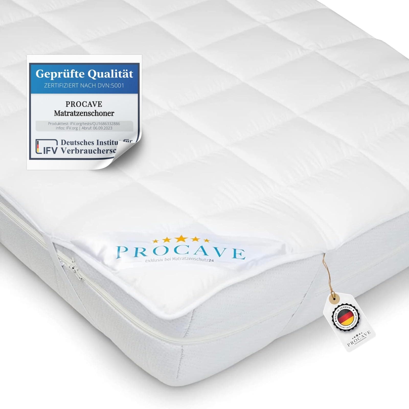 PROCAVE Micro-Comfort, Microfiber Mattress Protector, Soft Touch Mattress Cover, Breathable Microfiber Mattress Topper, Made in Germany, 200x210 cm