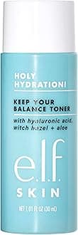 e.l.f. Skin Holy Hydration! Keep Your Balance Toner Mini, Gentle, Refreshing, Removes Makeup & Impurities, Hydrates, Cleanses, Soothes, Infused with Hyaluronic Acid, Witch Hazel and Aloe