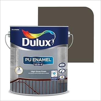 Dulux PU Enamel Dark Brown 1 Litre High Gloss Finish Paint for Interior Exterior Metal & Wood Surfaces with Fast Drying Anti-Rust & Complete Coverage