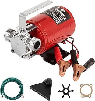 Prostormer Utility Pump, 12V DC 350GPH Electric 1/10HP Mini Portable Water Transfer Pump with Water Hose Kit Great for Yard, Garden, Pool Draining