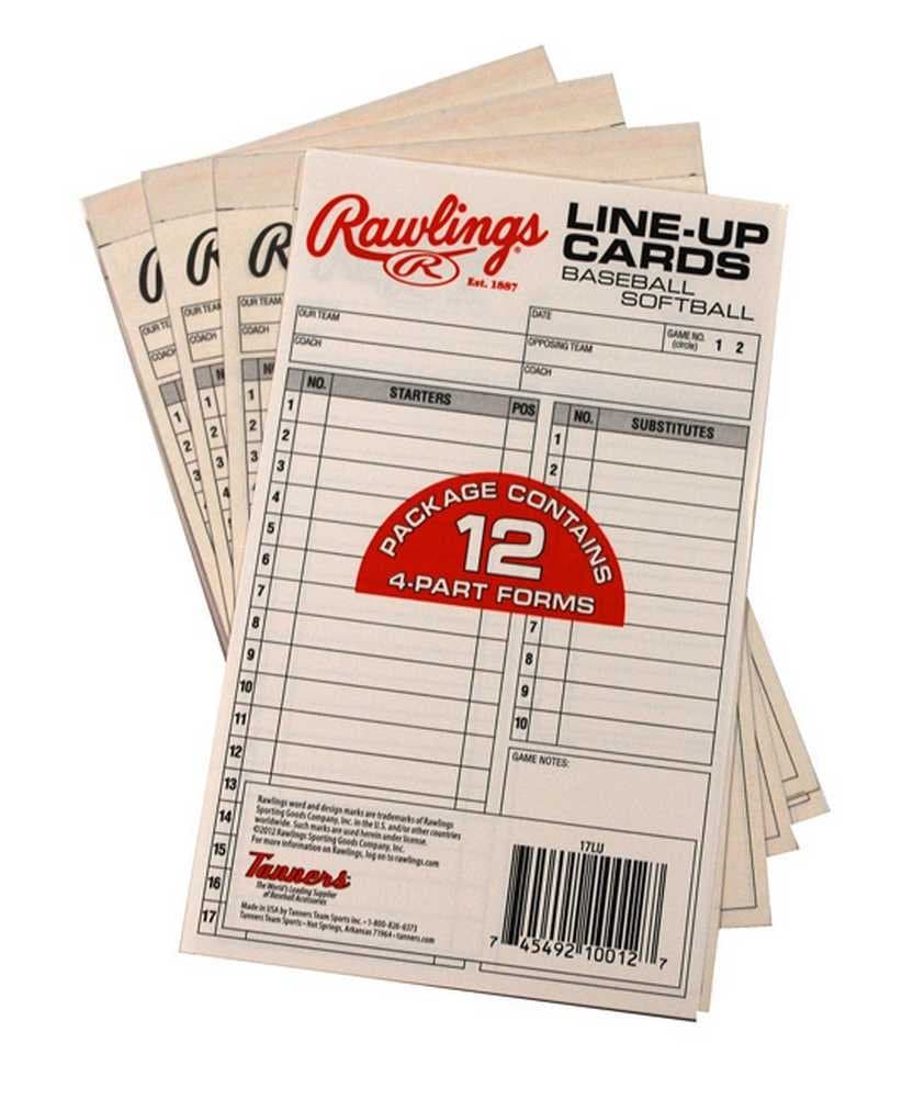 Rawlings | SYSTEM-17 Lineup Card Refill Pack | Baseball/Softball | Four-Part Lineup Cards