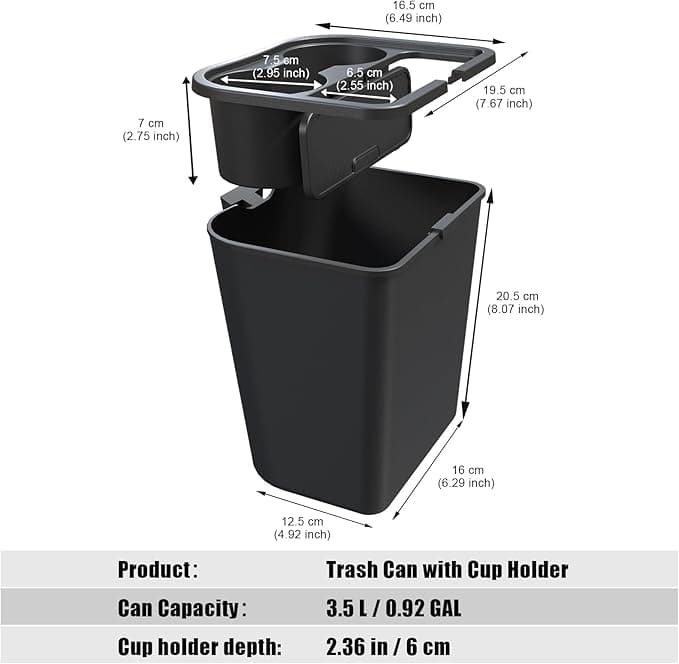 Mabett Trash Can for Ford Maverick 2022 2023,Multi-Function Maverick Accessories, Trash Bin with Cup Holder, Extra Rear Storage Box