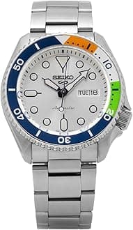 Seiko Limited Edition India Exclusive Off-White Dial Men's Analog Watch, Stainless Steel Band, with Extra Silicon Strap- Srpk83K1, Band Color:Silver
