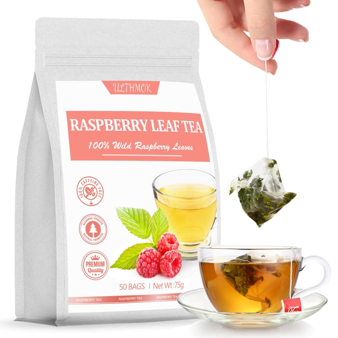 Premium 50 Red Raspberry Leaf Tea Bags, Made with 100% Natural Red Raspberry Leaves,Natural Pregnancy & Help Childbirth & Support Menstrual, No Additives & Caffeine Free.