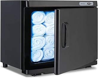 Hot Towel Warmer for Facials Massage, Esthetician Towel Heating Cabinet White, Aluminum Chamber, Salon Beauty Spa Barbershop Equipment 23L(Black-1)