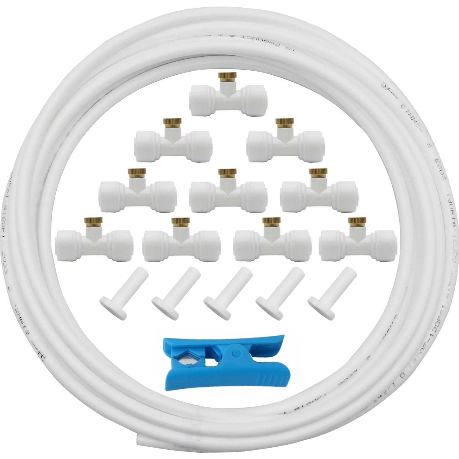 Sponsored Ad – Misting System, Misting Cooling System, Mist Irrigation System Kit, Misting System with Garden Hose 5M + 10 pcs Mist Nozzles+10 pcs Mist Seat+5 pcs End Plug (White)