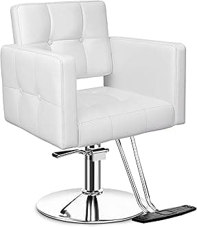 Baasha Hair Salon Chair, Hair Chair with Heavy Duty Hydraulic Pump, 360° Swivel Salon Chair for Hair Stylist, Styling Chair for Salon, Stylist Chair, Weight Capacity Up to 330 lbs - White