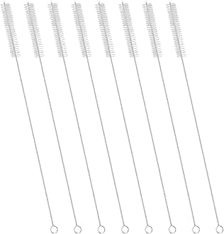 GFDesign Drinking Straw Cleaning Brushes Set 12" Extra Long 12mm Extra Wide Pipe Tube Cleaner Nylon Bristles Stainless Steel Handle - 12" x 1/2" (12mm) - Set of 8