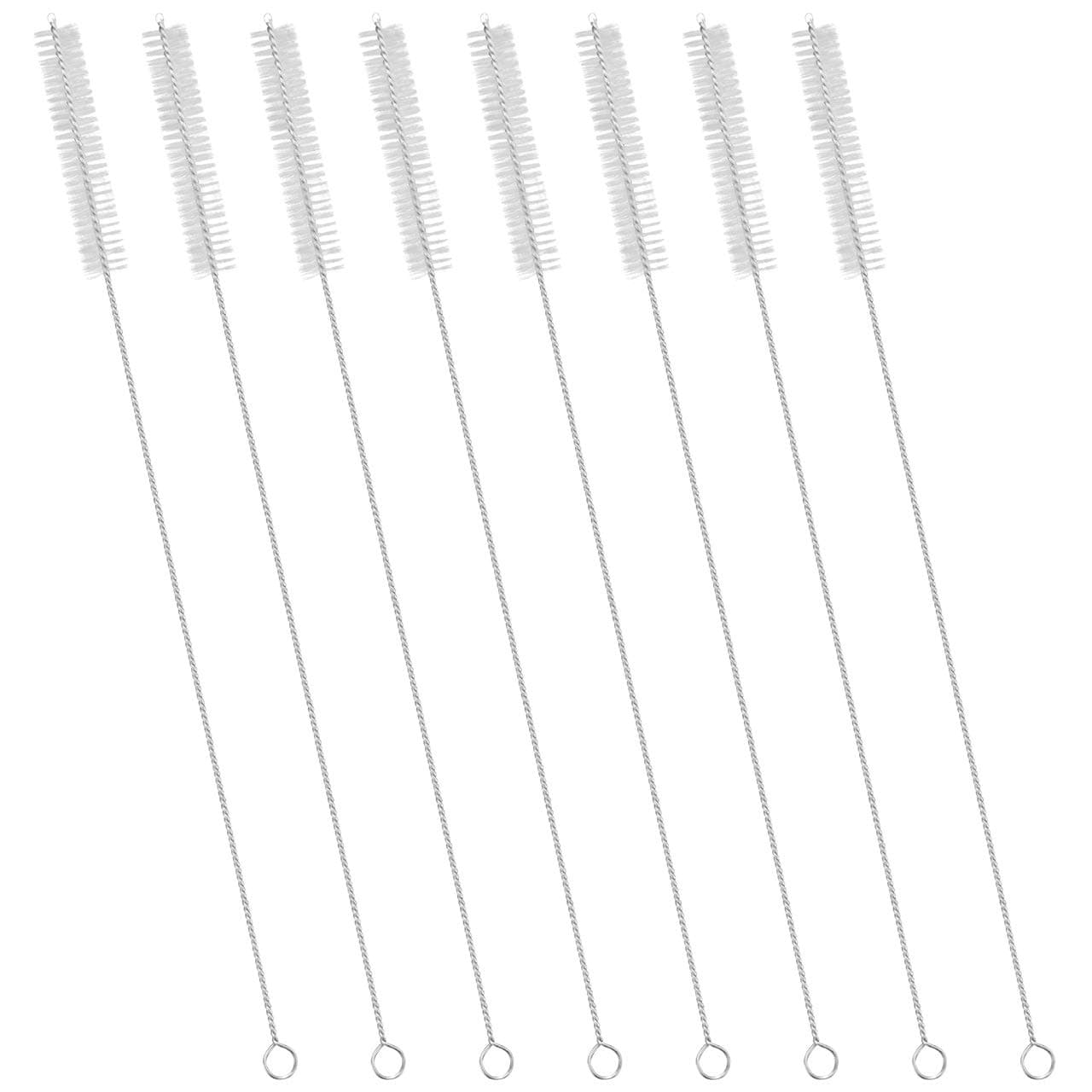 GFDesign Drinking Straw Cleaning Brushes Set 12" Extra Long 12mm Extra Wide Pipe Tube Cleaner Nylon Bristles Stainless Steel Handle - 12" x 1/2" (12mm) - Set of 8