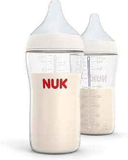 NUK Perfect Match 2-in-1 Natural and Anti-Colic 8oz Bottle with Adaptable Medium Flow Nipple, 2 Pack