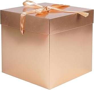 Elephant-package Medium Gift Box with Lids, Ribbon and Paper Filler, for Birthdays, Christmas, Hanukkah, Present Packing - Collapsible, 8.7", 1 Pack, Gold