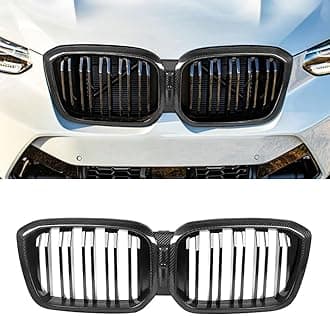MAXDOM Replacement Front Upper Grill Fit for BMW (2022-2024) X3 G01 X4 G02 LCI – Gloss Black Carbon Fiber Grille