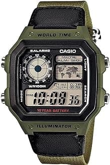 Casio Men's Watch - AE-1200WHB-3BVDF Black Dial, Green Band