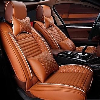 Custom Car Seat Covers Fit for Corolla 2000-2019 5-Seat Full Set All Weather PU Leather Front Rear Seat Protector with Waterproof Airbag Deluxe Edition Orange