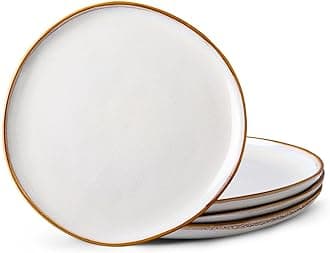 AmorArc Ceramic Dinner Plates Set of 4, 10.5 Inch Handmade Reactive Glaze Stoneware Plates, Large Rustic Shape Dinnerware Dish Set for Kitchen, Microwave & Dishwasher Safe, Scratch Resistant, ADP007