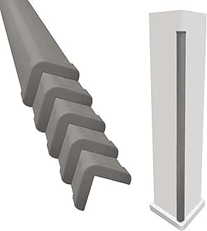 RUBBER BONDWall Corner Guard Edge Protector, (Pack of 5) 2x2x36 inch Baby Proofing Corner Guards | Self-Adhesive Furniture Edge Strips for Home & Office - Gray