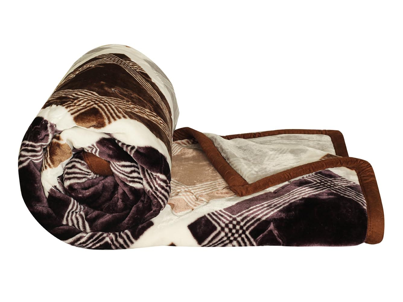 BSB HOME Super Soft Cloudy Printed Double Bed Blanket for Heavy Winter, Single Ply Mink Blanket King Size with 220 x 230 Cm – 3.5 Kg (Brown and White, Pack of 1)