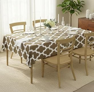 HOMEMONDE Table Cloth for 6 Seater Dining Table - Boho Printed 45 x 92 Inches Center Table Cover, Rectangular Table Cloth - (Grey, 114 x 233 CM)