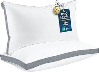 Utopia Bedding Bed Pillows for Sleeping King Size (Grey), Set of 2, Soft & Fluffy Pillow with Down Alternative Filling, Cooling, Hotel Quality, Gusseted Pillow for Back, Stomach or Side Sleepers