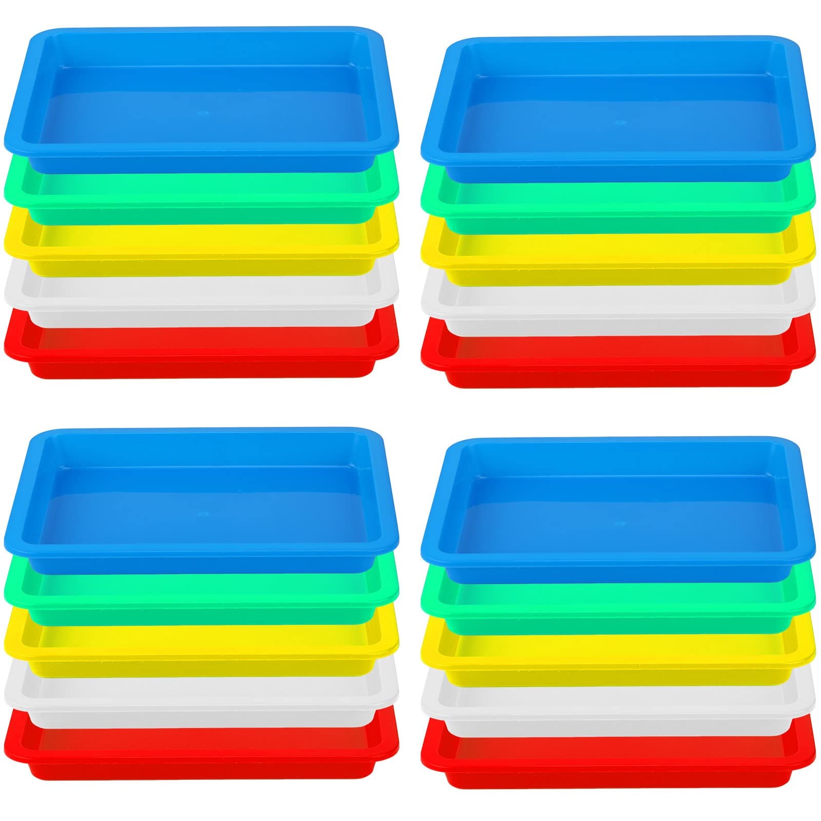 20 Pcs Plastic Art Sand Trays Multicolor Stackable Activity Sensory Tray Paint Mixing Crafts Organizer Serving Accessories for Kids DIY Bead Painting Projects (5 Colors 9.65 x 7.28 x 0.9 Inch)