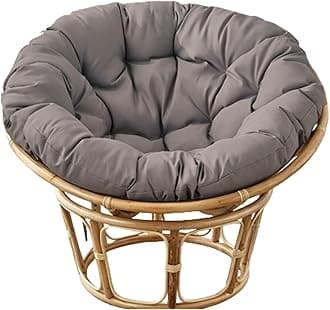 Garden Round Papasan Chair Cushion | Water Resistant Indoor Outdoor Hammock Rattan Swing Seat Pad | Comfy Tufted Patio Furniture Cushions | Hanging Egg Chair Pads