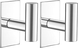 VAEHOLD Wall Towel Hooks, Heavy Duty Sticky Holder Waterproof Towel Hooks for Hanging Coat, Clothes, Closet Hook Wall Mount for Kitchen (Chrome, Adhesive 2 Pack)