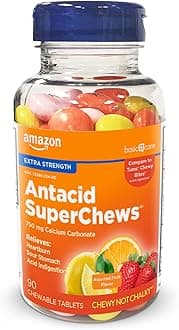 Chewy Bites Chewable Antacid Tablets, Ultra Strength Heartburn Relief, Acid Indigestion, Upset & Sour Stomach, Fast-Acting, Assorted Fruit Flavors, 90 Count