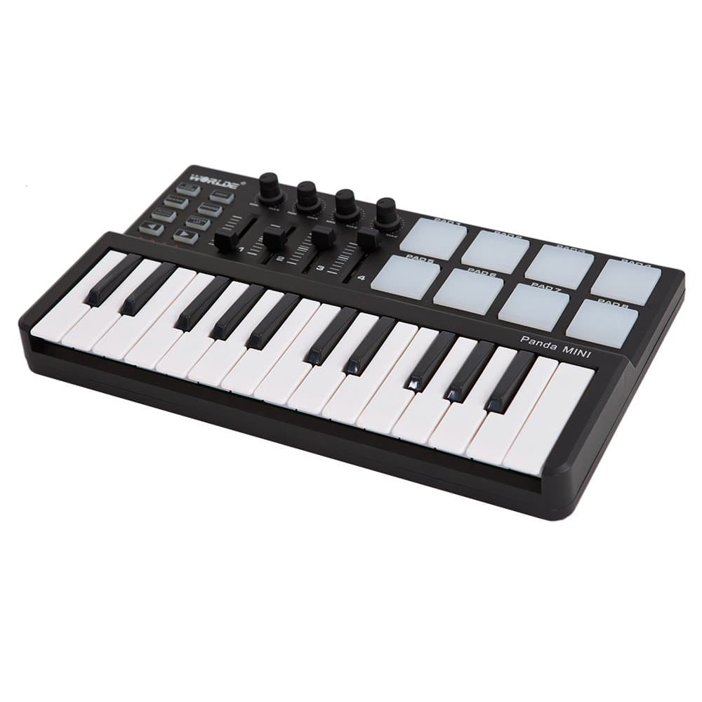 Worlde® Panda mini Portable Mini 25-Key USB Keyboard and Drum Pad MIDI Controller