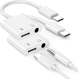 Headphone Adapter for iPhone 16, 2 Pack [MFi Certified] USB Type C to Aux Audio Jack Adapter with PD 60W Fast Charging Dongle Cable for iPhone 16/16 Plus/16 Pro/16 Pro Max/15/15 Plus/15 Pro/15 Pro Max