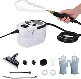 2500W Handheld Steam Cleaner, Upgrade High Pressure Steamer for Cleaning, Portable Steam Cleaner with Window Squeegee, Steamer for Car Upholstery Grout Tile Kitchen Bathroom (White)