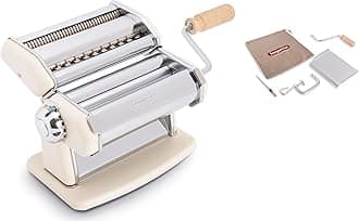 Imperia IPASTA Classica Pasta Machine 100% Made in Italy. Fresh pasta machine in steel. Manual dough sheet with crank. Create a sheet for Lasagne, Tagliolini, Fettuccine (Cream)