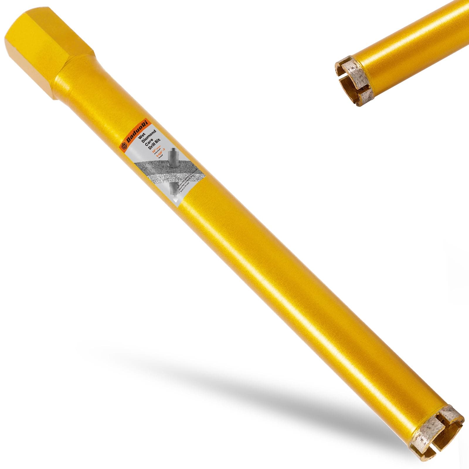 1 1/2 Inch Wet Core Drill Bit, 1.5" Core Bits for Concrete, 14" Drilling Depth, 1-1/4"-7 Thread Diamond Core Drill for Cured Concrete, Hard Masonry, Brick, Solid Cement, Stucco, Stone (38mm)