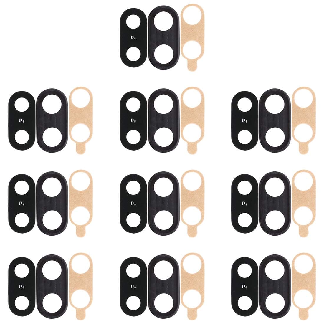 EasePoints Spare Part 10 PCS Back Camera Bezel with Lens Cover & Adhesive for Huawei Nova 3 (Black) Camera Replace (Color : Black)