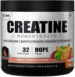 Asitis NutritionAtom Creatine Monohydrate Powder 100G - 32 Servings, Fruit Punch, Dope Free, Enhances Performance, Promotes Muscle Gains