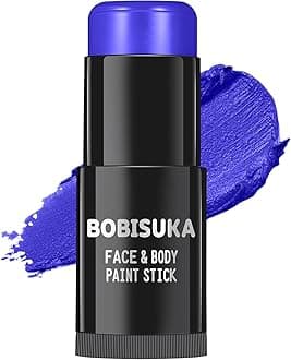 BOBISUKA Blue Face Body Paint Stick, Professional Dark Blue Eyeblack Sticks for Sports, Blendable Body Painting for Halloween Makeup Avatar Smurf Mystique Cosplay Special Effects Costume SFX Stage Kit