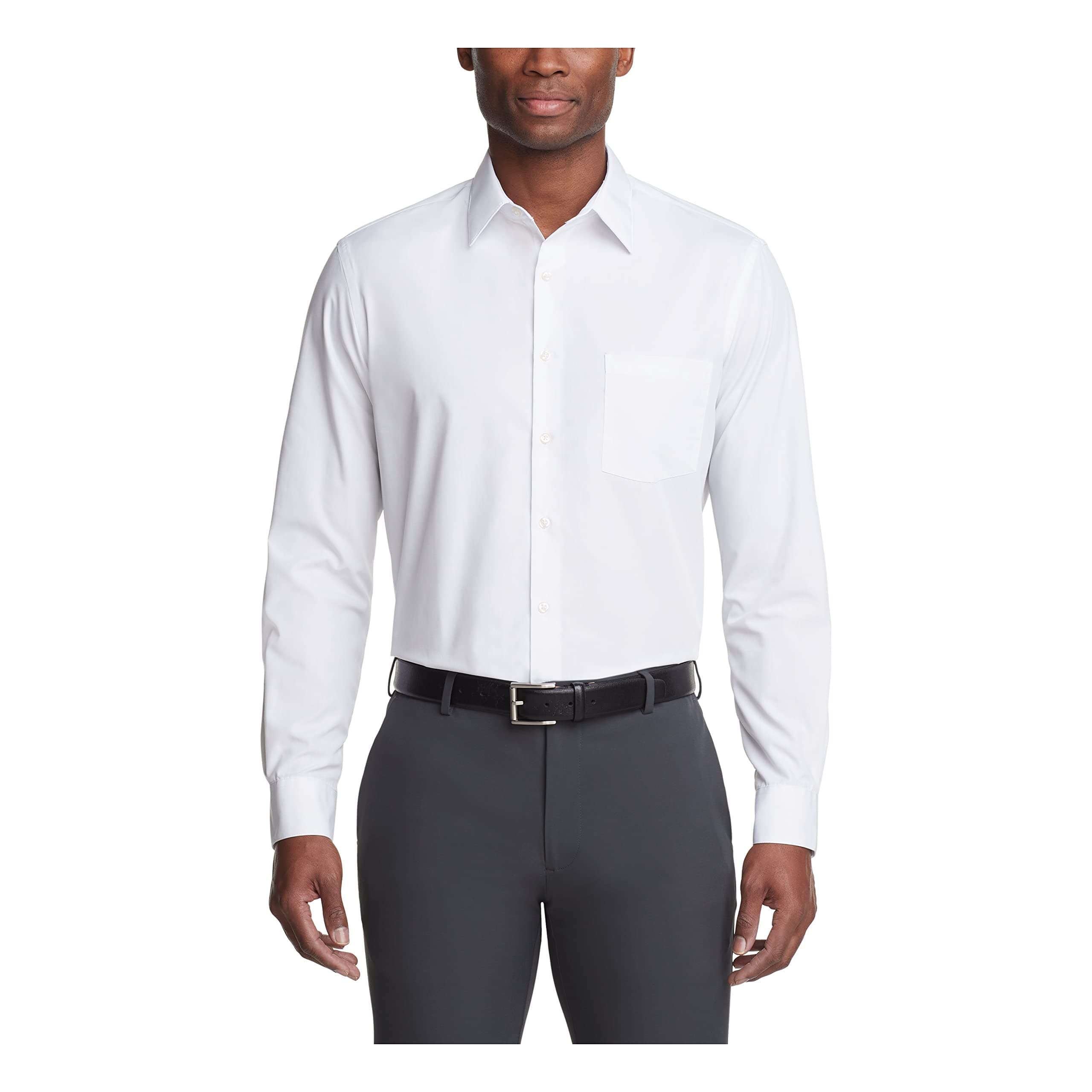 Van HeusenMens Poplin Regular Fit Solid Point Collar SHIRT