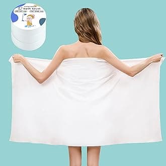 Compressed Towel Tablets - 55 * 28 in Compressed Bath Towel, 5 Psc Large Disposable Bath Towels for Travel, Compressed Cotton Bath Towels for Adults Baby Toddler Camping Hiking Swim Beach