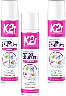 K2R Complete Turbo Set of 3 Actions - Aerosol (400ml) - Pre-Wash Stain Remover - All Types of Stains - Even Inlaid