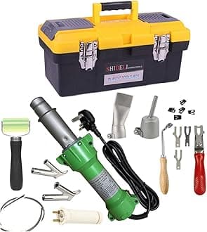 1600W LED Light Plastic Hot Air Welding Gun Complete Tool Set Handheld Torch Welder Pistol with Flooring Butterfly Repair Welding Kit Carry Case