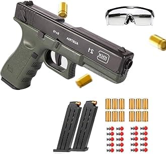 Moonmen Foam Blaster Sets, EVA Safety Shell Ejecting Blaster with Magazine, Birthday Gift Toy for Children (Auto Loading - Glock Green)