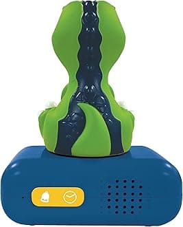LEXIBOOK - Dinosaur Nightlight Alarm Clock, Clock, Alarm Clock for Boys and Girls, Snooze, Blue/Green - RL800DINO