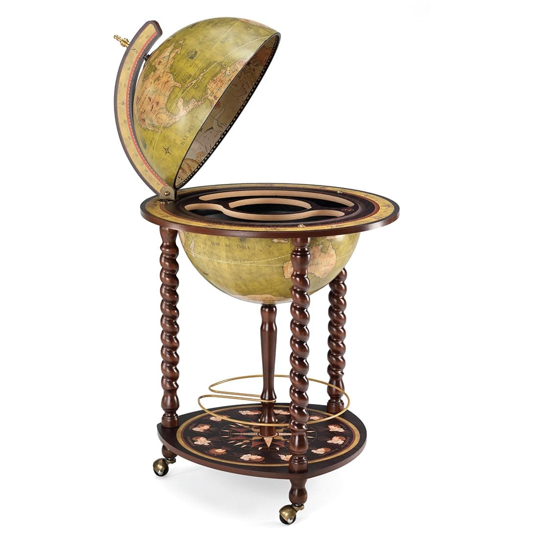 Waypoint Geographic Explora Bar Globe, 16” Diameter Elegant World Globe, Liquor Storage Mini Bar Globe for Home and Office Decor 36.56" H x 23" W x 16"D, Olive Green