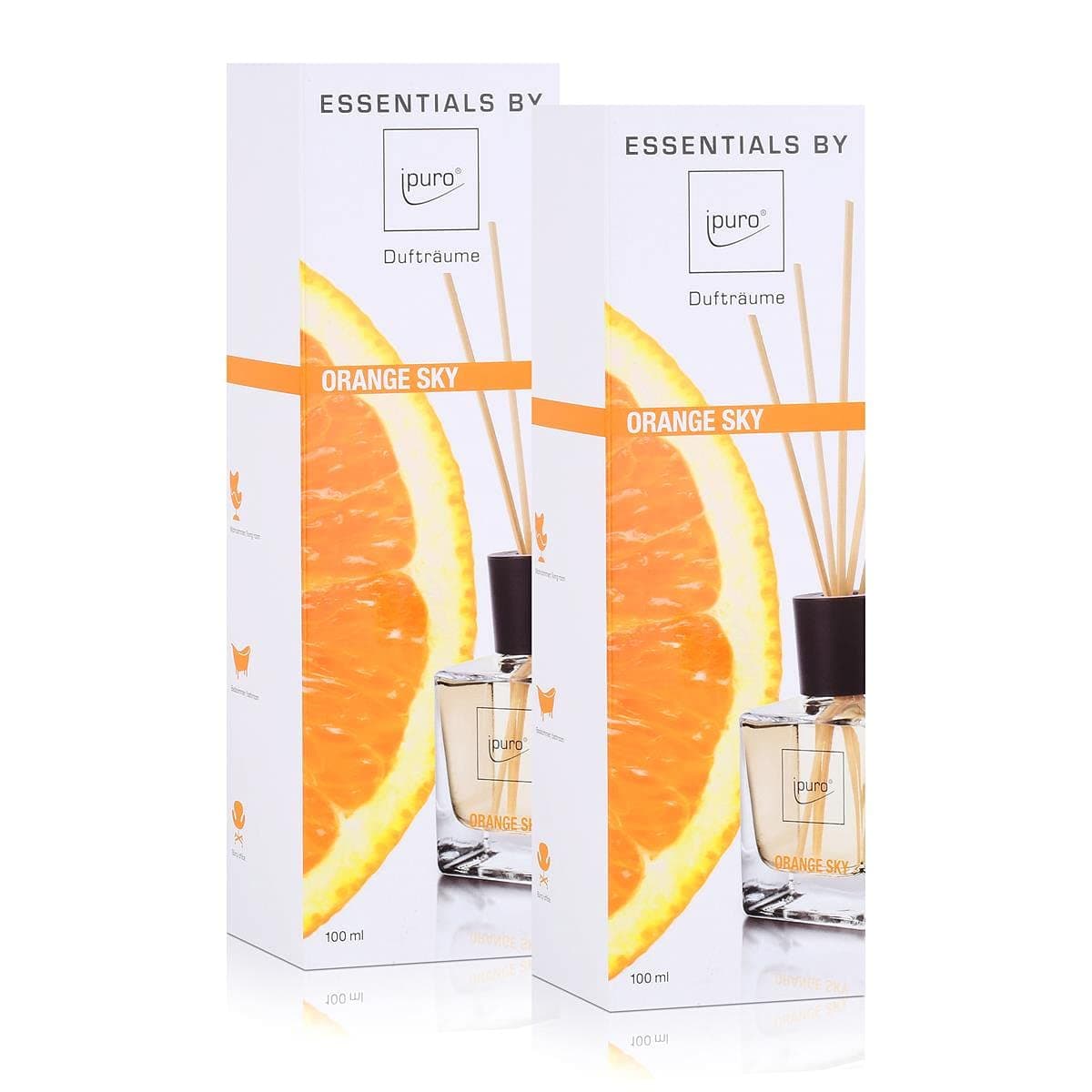 Essentials by IPURO Orange Sky 100ml Reed Diffuser Room Scent Fragrance Rooms (Pack of 2)
